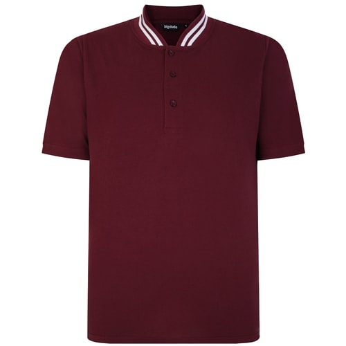 Bigdude Grandad Poloshirt mit geripptem Kragen Burgund