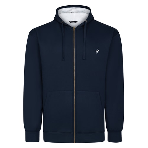 Bigdude Sherpa-gefütterter Kapuzenpullover mit Reißverschluss, Marineblau