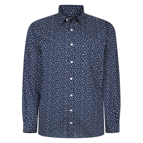 Bigdude Langarmshirt aus Baumwolle mit abstraktem Muster, Mitternachtsblau, Größe L