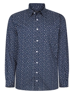 Bigdude Langarmshirt aus Baumwolle mit abstraktem Muster, Mitternachtsblau, Größe L
