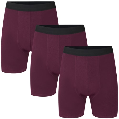 Bigdude 3er-Pack Bambus-Boxershorts, bordeauxrot