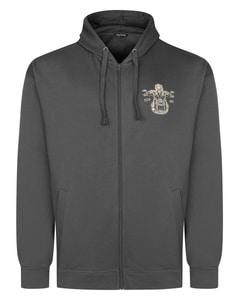 Bigdude Custom Motorcycles Kapuzenjacke mit Brustprint und Reißverschluss, Anthrazit, Größe L