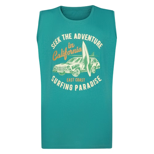 Bigdude Surfing Paradise Print Ärmelloses T-Shirt Türkis Größe L