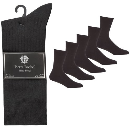 Pierre Roche 5er-Pack gerippte Socken Schwarz