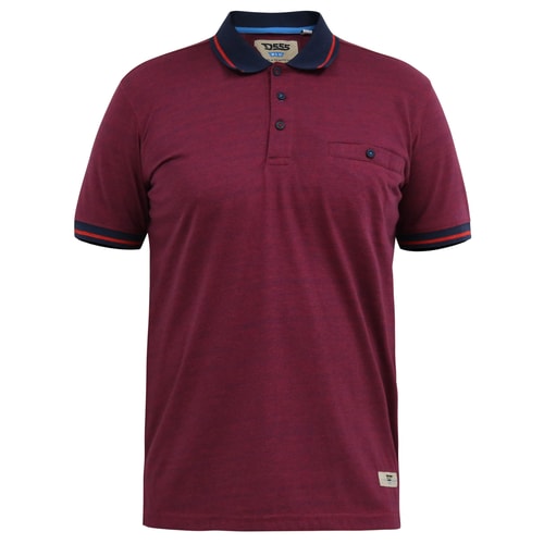 D555 Wigborough Jersey-Poloshirt mit feinen Streifen und Brusttasche Rot/Navy