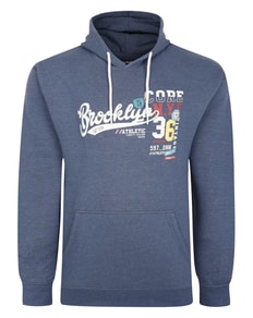 Bigdude – Kapuzenpullover mit Brooklyn-Print in dunklem Denim