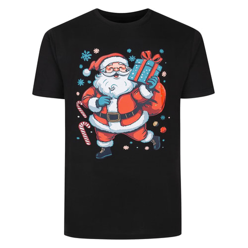 Bigdude Weihnachtsmann-T-Shirt Schwarz Größe L