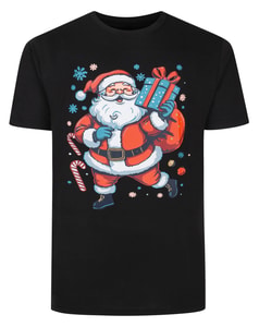Bigdude Weihnachtsmann-T-Shirt Schwarz Größe L