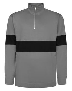 Bigdude Colour Block Half Zip Sweatshirt Schwarz/Grau