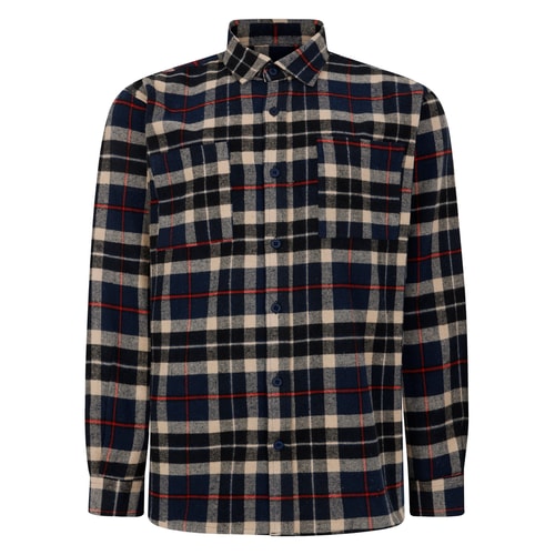 Bigdude Kariertes Flanell-Overshirt Marineblau/Rot