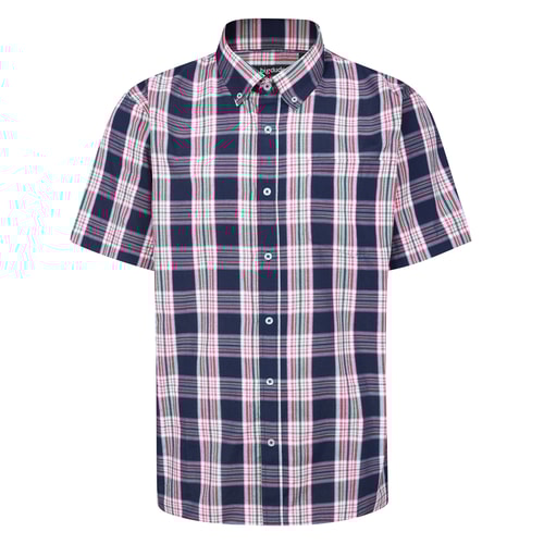 Bigdude Button-Down-Kragen-Kurzarmhemd aus Popeline, Marineblau