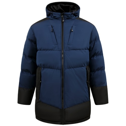 D555 HANK Ripstop-Steppjacke mit Kapuze und schwarzen Einsätzen, Dunkelblau