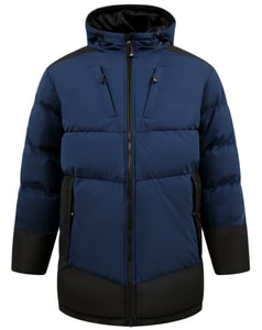 D555 HANK Ripstop Quilted Padded Jacket With Hood With Black Panels Dark Navy