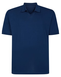 Bigdude Poloshirt aus weichem Jersey mit kubanischem Kragen, Marineblau