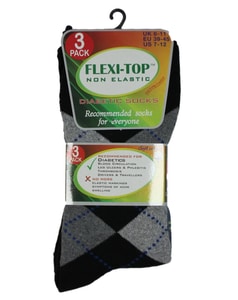 Flex-Top nicht elastische Diabetikersocken Argyle