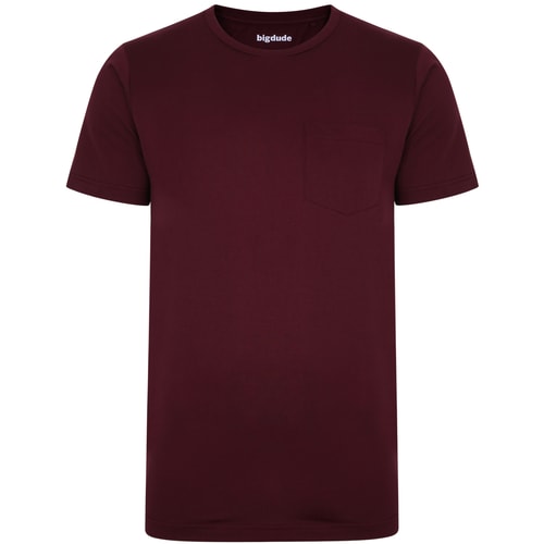 Bigdude T-Shirt mit Brusttasche Weinrot 