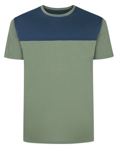Bigdude Cut & Sew 2-Ton-T-Shirt, Salbeigrün/Marineblau, Größe Tall