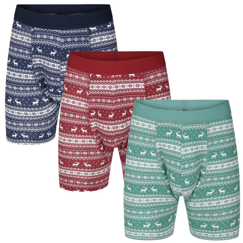 Bigdude 3er-Pack Fair Isle Boxershorts, mehrfarbig