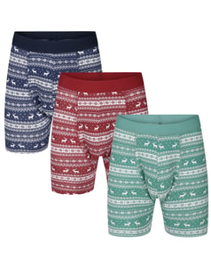 Bigdude 3er-Pack Fair Isle Boxershorts, mehrfarbig