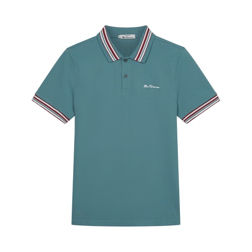 Ben Sherman – Poloshirt mit Hauskragen in Petrol