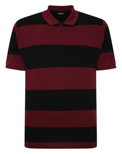 Bigdude Rugby Style Kurzarm Poloshirt Burgund/Schwarz