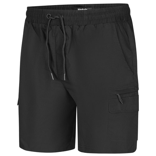 Bigdude Tech Cargo Shorts mit vollständig elastischem Bund, Schwarz
