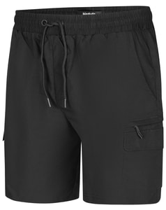Bigdude Tech Cargo Shorts mit vollständig elastischem Bund, Schwarz
