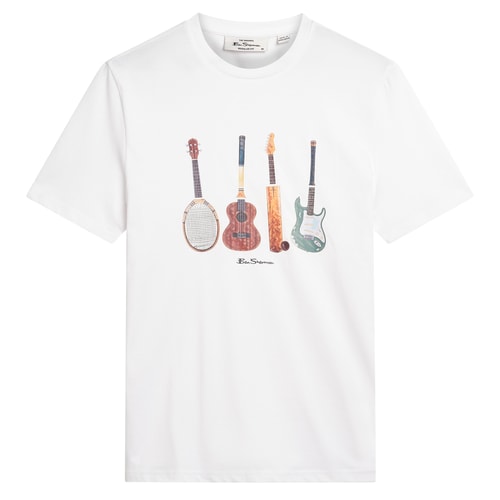 Ben Sherman Jumble Gitarren-Print T-Shirt Weiß
