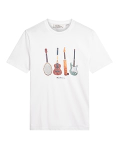 Ben Sherman Jumble Gitarren-Print T-Shirt Weiß