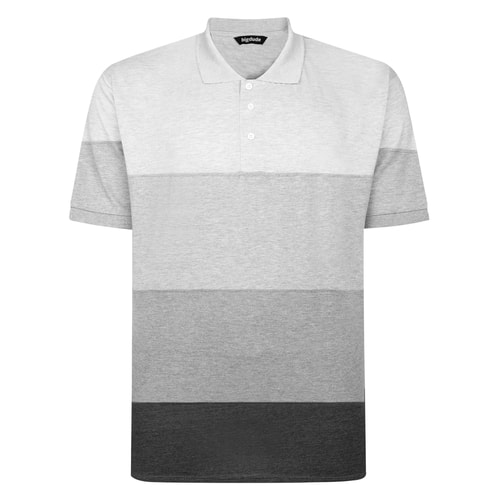 Bigdude Gestreiftes Single-Jersey-Polohemd Schwarz