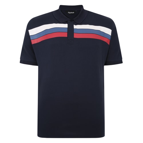 Bigdude Poloshirt mit Bruststreifen, Marineblau