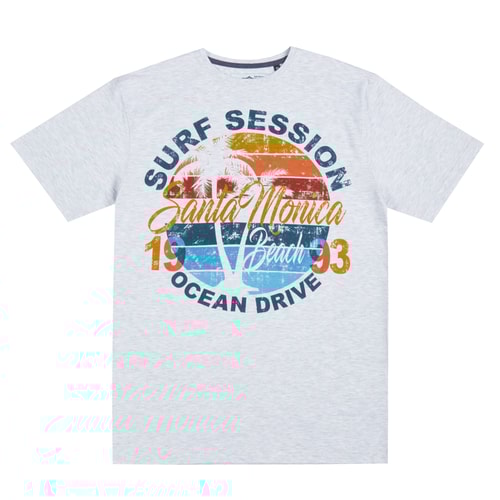 Pierre Roche Santa Monica Print T-Shirt Grau