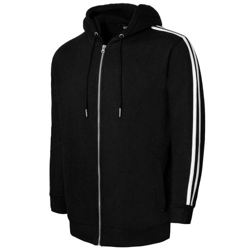 Bigdude Kapuzenpullover mit Reißverschluss Schwarz Tall Fit 