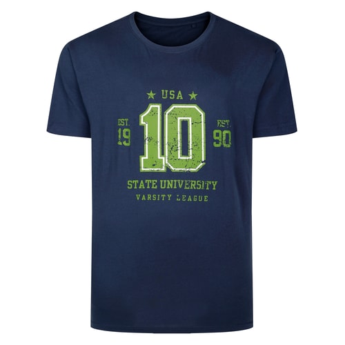 Bigdude State University Print T-Shirt Marineblau