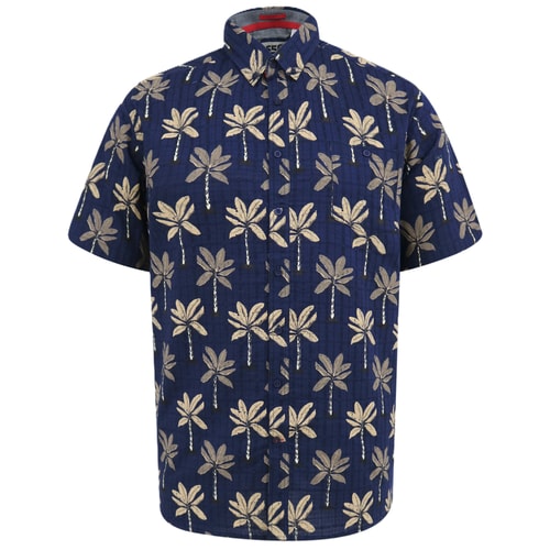 D555 Davey Jacquard Allover-Print Button-Down-Hemd Marineblau