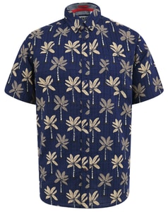 D555 Davey Jacquard Allover-Print Button-Down-Hemd Marineblau