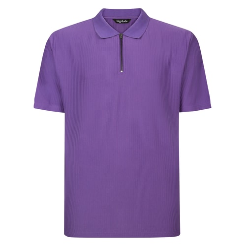 Bigdude Strukturiertes Smart Polo-Shirt mit Reißverschluss, Lila