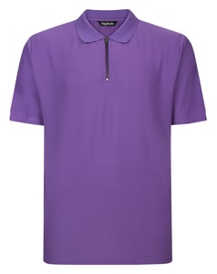 Bigdude Strukturiertes Smart Polo-Shirt mit Reißverschluss, Lila