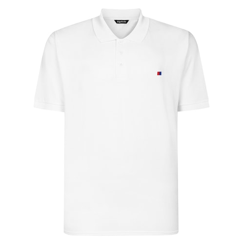 Bigdude Poloshirt mit gesticktem Logo, Weiß, Größe L