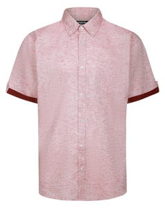 Bigdude Hemd mit Kontrastärmeln, Knopfleiste und Kragen, verwaschenes Rot