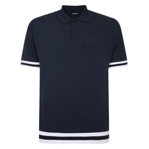 Bigdude Poloshirt mit Kontraststreifen, Marineblau, groß