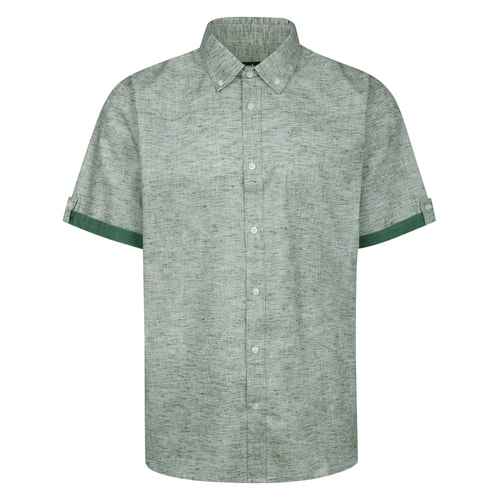 Bigdude Hemd mit Kontrastärmeln und Knopfleiste, Khaki