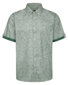 Bigdude Hemd mit Kontrastärmeln und Knopfleiste, Khaki