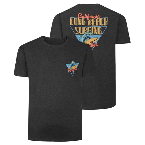 Bigdude Long Beach Surfing Rückenaufdruck T-Shirt Anthrazit