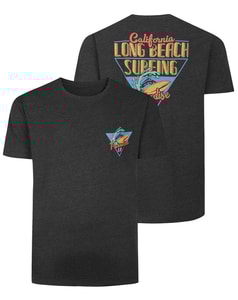 Bigdude Long Beach Surfing Rückenaufdruck T-Shirt Anthrazit