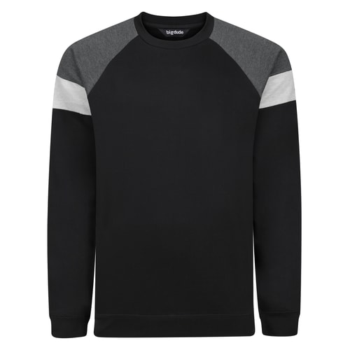 Bigdude Colour Block Sweatshirt Schwarz/Anthrazit