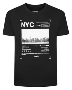 Bigdude NYC Skyline Print T-Shirt Schwarz Größe L