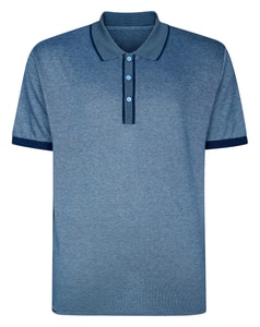 Bigdude Poloshirt mit Kontraststreifen, Marineblau/Hellblau