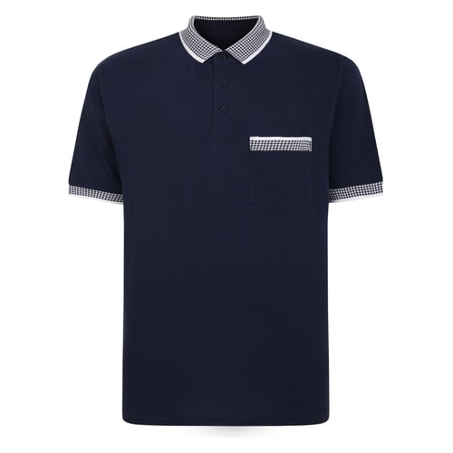 Bigdude Piqué-Poloshirt mit Hahnentrittmuster, Marineblau, Größe L