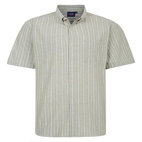 Espionage Garngefärbtes Streifenhemd Salbei/Ecru